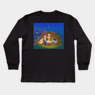 Christmas nativity scene Kids Long Sleeve T-Shirt